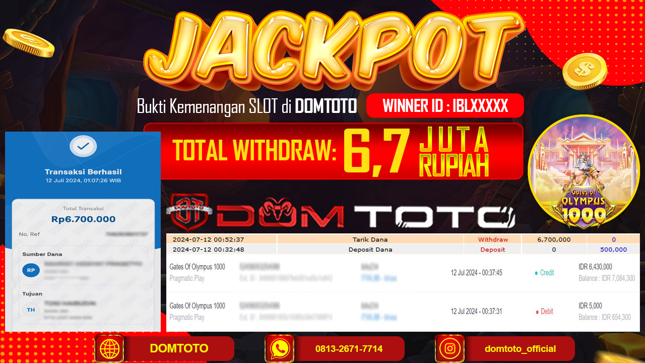 JACKPOT SLOT PRAGMATIC GATES OF OLYMPUS 1000 12 JULI 2024